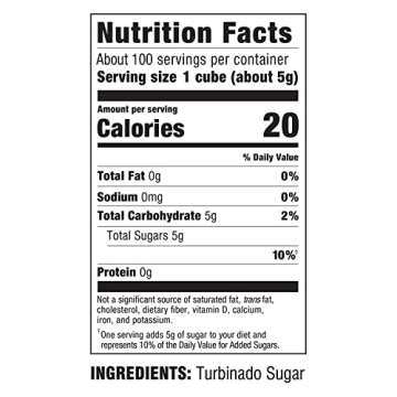 Sugar In The Raw Granulated Turbinado Cane Sugar Cubes, No Added Flavors or erythritol, Pure Natural Sweetener, Hot & Cold Drinks, Coffee, Vegan, Gluten-Free, Non-GMO,Pack of 2