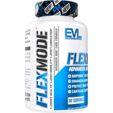 Evlution High Absorption Joint Support Supplement Nutrition FLEXMODE Joint Supplement with Advanced Joint Vitamins Including Glucosamine Chondroitin MSM Boswellia and Hyaluronic Acid - 30 Servings