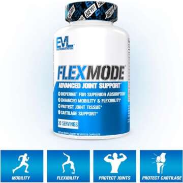 Evlution High Absorption Joint Support Supplement Nutrition FLEXMODE Joint Supplement with Advanced Joint Vitamins Including Glucosamine Chondroitin MSM Boswellia and Hyaluronic Acid - 30 Servings