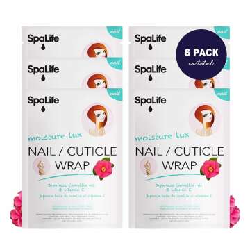 SpaLife Japanese Camellia Oil & Vitamin E Nail Cuticle Wrap 6-Pack (60 Count) - Moisturizing Nail Masks, Dermatologist Recommended, Hydrating Cuticle Repair Mask for Brittle Nails, Nail Spa Treatment
