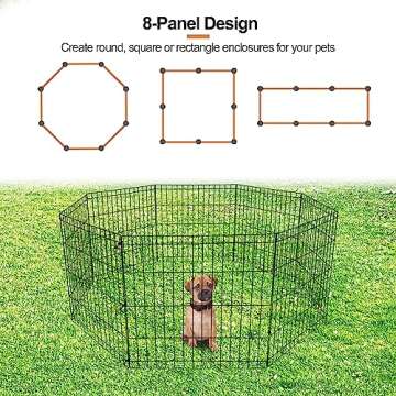 Epetlover Foldable 24/30/36/42/48 Inch Metal Exercise Dog Play Pen Indoor Outdoor Playpen for Small Animals 8 Panel Pet Fence for Home Yard Camping