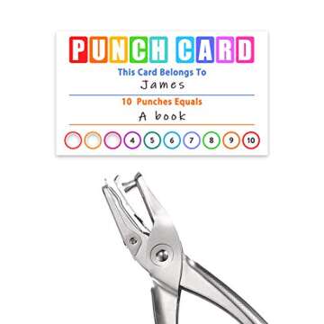 Punch Cards Circle Hand Punch Kit, 3.5" x 2.1", Incentive Loyalty Reward Card for Classroom Business Kids Behavior Students Teachers, Pack of 108