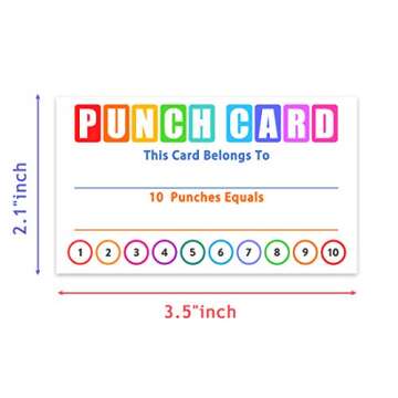 Punch Cards Circle Hand Punch Kit, 3.5" x 2.1", Incentive Loyalty Reward Card for Classroom Business Kids Behavior Students Teachers, Pack of 108