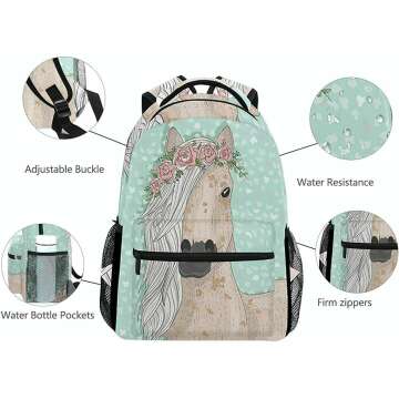 Flower Horse Backpack For Girls