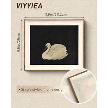 VIYYIEA Framed Canvas Wall Art for Living Room, Vintage Home Decor Animal Oil Painting Summer Room Decor Bathroom Wall Decor, Swan Art Prints Gifts for Friends or Family -【Zwaan】-(10"x12")