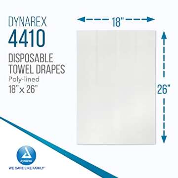 Dynarex Disposable Towel Drapes, Sterile, 18" x 26," for Medical & Surgical Use, Poly-Interlined Lining, Protect from Contaminants, 1 Box of 50 Drapes