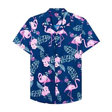 J.VER Men's Flamingos Hawaiian Shirts Casual Button Down Short Sleeve Shirt Printed Shorts Summer Beach Tropical Hawaii Shirt Suits