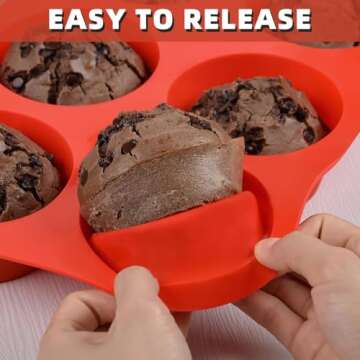 CAKETIME Jumbo Muffin Pan | 6 Cup Silicone Bakeware