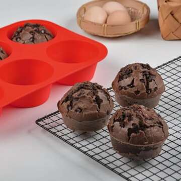 CAKETIME Jumbo Muffin Pan | 6 Cup Silicone Bakeware