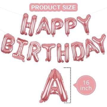 Happy Birthday Balloons Banner Rose Gold 16 Inch Mylar Foil Letters | Inflatable Party Decor and Event Decorations for Kids and Adults | Reusable, Ecofriendly Fun