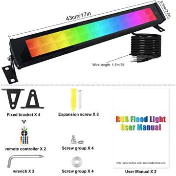 Indmird 2 Pack 50W RGB Wall Washer Light, Stage Wash Light Bar, RGB Light Bar, for Hotel, Billboard, Building, Commercial Lighting, Birthday Party, Garden Lighting, Stage Lighting, Wall Display