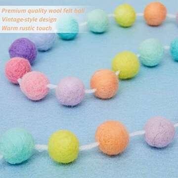 WILLBOND 2 Pieces Wool Felt Ball Garland Colorful Pom Pom Garland 6.5 Ft Long 24 Ball Garland for Mardi Gras Halloween Thanksgiving Xmas Black History Month (Multiple Colors)