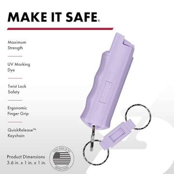 SABRE Pepper Spray, Maximum Police Strength OC Spray, Quick Release Keychain for Easy Carry and Fast Access, Finger Grip for More Accurate and Faster Aim, 0.54 fl oz, Secure and Easy to Use Safety