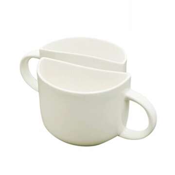 ExclusiveLane Unique Half Ceramic Tea Cups Set for Tea (White, 130 ML, Microwave & Dishwasher Safe) - Coffee Mugs Set of 2 Coffee Cups Housewarming Gift