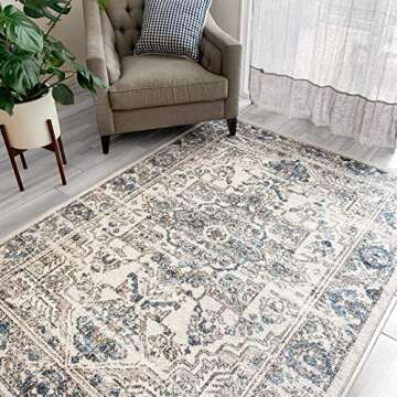 Maples Rugs Distressed Tapestry Vintage Area Rugs Carpet for Living Room & Bedroom [Made in USA], 5 x 7, Neutral