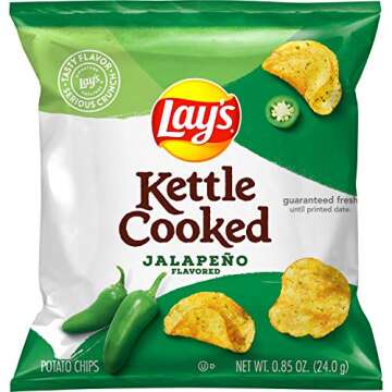 Lay's Kettle Cooked Potato Chips, Jalapeno, 0.85 Ounce (Pack of 40)