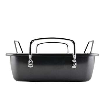 Circulon Ultra Lasting Nonstick Roaster/Roasting Pan with Easy Serve Rack, 17 Inch x 13 Inch, Black