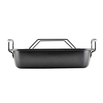 Circulon Ultra Lasting Nonstick Roaster/Roasting Pan with Easy Serve Rack, 17 Inch x 13 Inch, Black