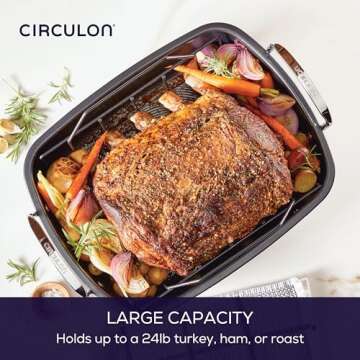 Circulon Ultra Lasting Nonstick Roaster/Roasting Pan with Easy Serve Rack, 17 Inch x 13 Inch, Black