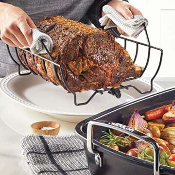 Circulon Ultra Lasting Nonstick Roaster/Roasting Pan with Easy Serve Rack, 17 Inch x 13 Inch, Black