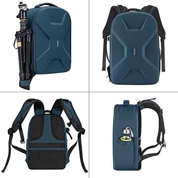 MOSISO Camera Backpack, DSLR/SLR/Mirrorless Photography Camera Bag 15-16 inch Waterproof Hardshell Case with Tripod Holder&Laptop Compartment Compatible with Canon/Nikon/Sony, Deep Teal