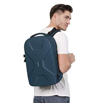 MOSISO Camera Backpack, DSLR/SLR/Mirrorless Photography Camera Bag 15-16 inch Waterproof Hardshell Case with Tripod Holder&Laptop Compartment Compatible with Canon/Nikon/Sony, Deep Teal