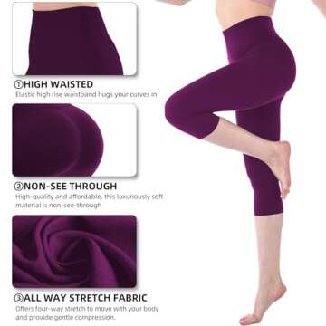 Stanpetix Leggings for Women Tummy Control - High Waisted Workout Leggings Compression Leggings for Women (Plum Purple,Capri,S-M)