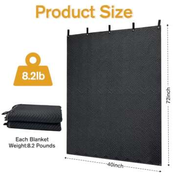 JZHLLA 72" x 40" Studio Large Sound Dampening Blanket, Sound Insulated Blanket Sound Absorbing Blanket with Grommets for Soundproofing Noise Reduction Light Blocker Basement Recording Studio