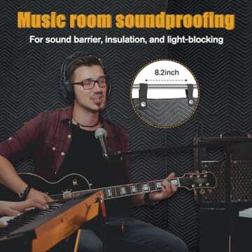 JZHLLA 72" x 40" Studio Large Sound Dampening Blanket, Sound Insulated Blanket Sound Absorbing Blanket with Grommets for Soundproofing Noise Reduction Light Blocker Basement Recording Studio