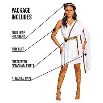 Morph Greek Goddess Costume Women - Womens Toga Costume, Greek Toga Costume Woman, Goddess Halloween Costumes for Women, X-Large