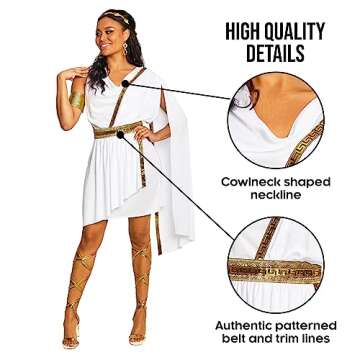 Morph Greek Goddess Costume Women - Womens Toga Costume, Greek Toga Costume Woman, Goddess Halloween Costumes for Women, X-Large