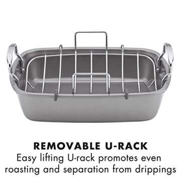 Circulon Nonstick Roasting Pan / Roaster with Rack - 17 Inch x 13 Inch, Gray