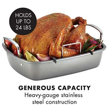 Circulon Nonstick Roasting Pan / Roaster with Rack - 17 Inch x 13 Inch, Gray