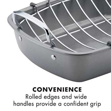 Circulon Nonstick Roasting Pan / Roaster with Rack - 17 Inch x 13 Inch, Gray