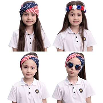 JOYIN Patriotic Accessories: American Flag Headband and Floral Headband for Women, Girls - Ideal for Memorial Day, Independence Celebrations