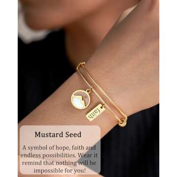 JOGDIAM Christian Gifts for Women Mustard Seed Bracelet Jewelry Birthday Gifts for Teenager Faith Religious Inspirational Spiritual Baptism Gifts for Women