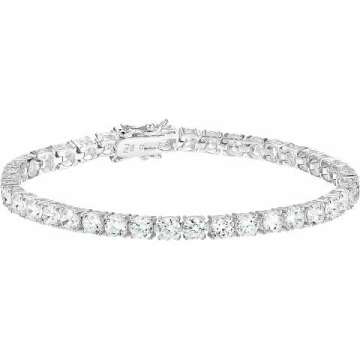 Amazon Essentials Plated Sterling Silver Round Cut Cubic Zirconia Tennis Bracelet (previously Amazon Collection)