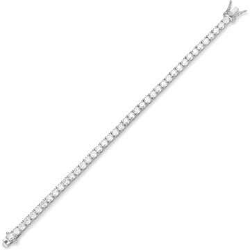 Amazon Essentials Plated Sterling Silver Round Cut Cubic Zirconia Tennis Bracelet (previously Amazon Collection)