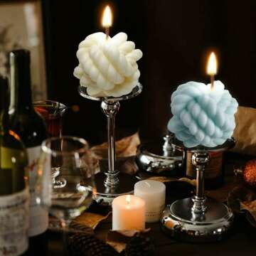 Decorative Twisted Soy Wax Candle Set - 3 Pieces