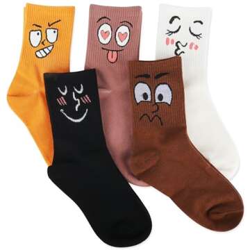 Cute Funny Emotion Face Socks for Women & Teens