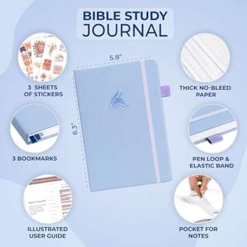 Clever Fox Bible Study Journal – Church Notes Notebook – Note Taking & Journaling Kit – Faith Based Religious Gifts & Accessories (Periwinkle)