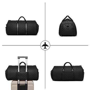 Convertible Carry on Garment Bag,Garment Duffle Bags for Hanging Clothes - 2 in 1 Hanging Suitcase Suit Travel Bags Weekend Flight Bag with Shoe Pouch for Men Women Black