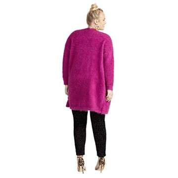 Rachel Rachel Roy Women's Plus Size Amara Fuzzy Caridgan, Jasmine Pink, 3X