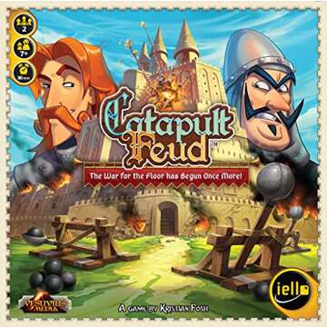 IELLO: Catapult Feud Game - Ready, Aim... Launch The Catapults! 2 Player Game, Strategy Board Game, Knock Down All Your Opponent's Troops to Win, for Ages 7 and up