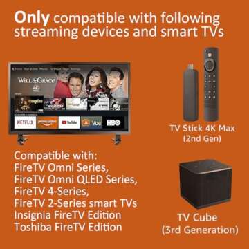 Gotellx Replacement Voice Remote Control Compatible with FireTV and Insignia/Toshiba Fire's Edition Smart TVs and TV Stick 4K Max (2nd Gen) and FireTV Cube (3rd Gen)