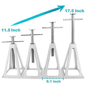 YOMILINK Aluminum RV Stabilizer Jacks 4 Pack, Screw Jack Stands, Stabilize and Level RV Trailer Camper, Adjustable Height 11.5 to 17.5 Inch, Single Jack Withstand 6000 lbs