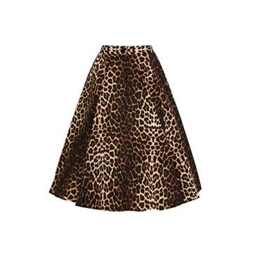 Hell Bunny Panthera Leopard Pin-Up 1950's Rockabilly Flare Skirt - Leopard (S)