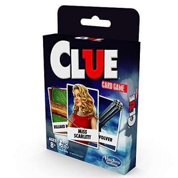 Hasbro Gaming Clue Card Game,3-4 Player Strategy Game,Travel Games,Christmas Stocking Stuffers for Kids Ages 8 and Up