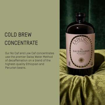 Explorer Cold Brew Organic Liquid Coffee Concentrate, Daydreamer Decaf, Drink Iced or Hot, 32 fl oz, Makes 20+ Cups