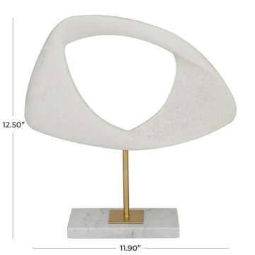 Abstract Polystone Sculpture with Marble Stand - 12x3x13